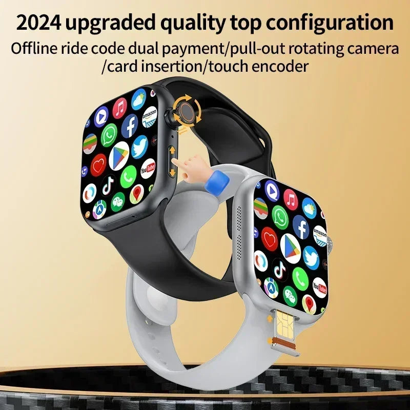 5G Smartwatch Global Version – 2.29″ AMOLED Display | 180° Rotating Camera | SIM, Wi-Fi, GPS, Video Calling