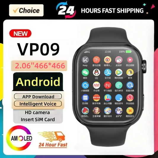 5G Full Network VP09 Smartwatch – 2.06″ Large AMOLED, HD Capmera, GPS, Bluetooth Calls & Voice Assistant
