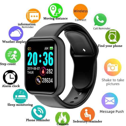 Montre intelligente multifonctionnelle hommes femmes Bluetooth connecté téléphone lecteur de musique Fitness Sport Bracelet moniteur de sommeil D13 Smartwatch