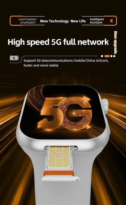 5G Smartwatch Global Version – 2.29″ AMOLED Display | 180° Rotating Camera | SIM, Wi-Fi, GPS, Video Calling